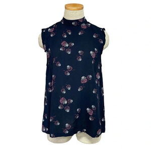 Pendleton Tank Top Blouse High Neck Floral Blue Pink Size Small S